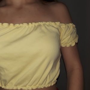 Yellow Cropped Off the shoulder top